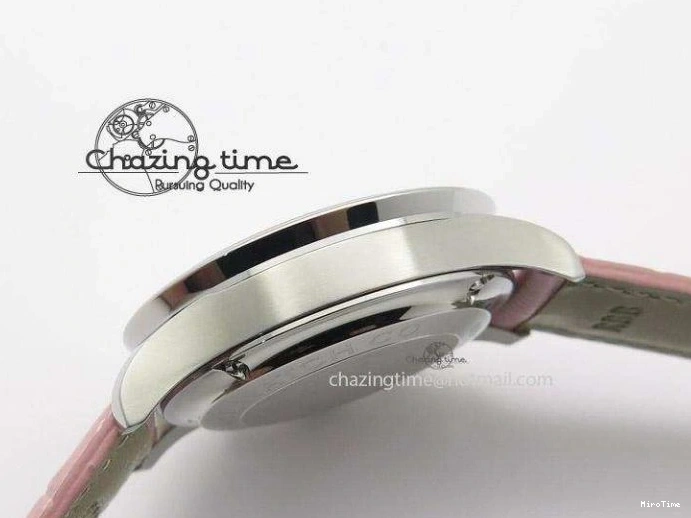 MIROTIME 0311 Portuguese 40mm Chrono SS Pink MOP Dial on Pink Leather Strap A Reliable 7391